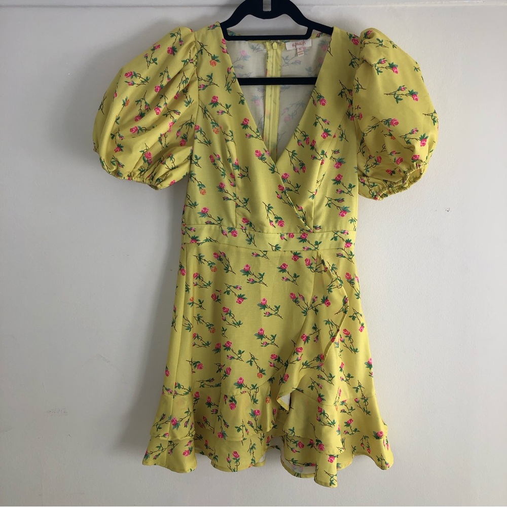 Floral Puff Sleeve Ruffled Dress